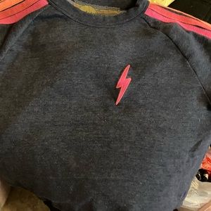 Aviator nation crop neon stripe sweatshirt